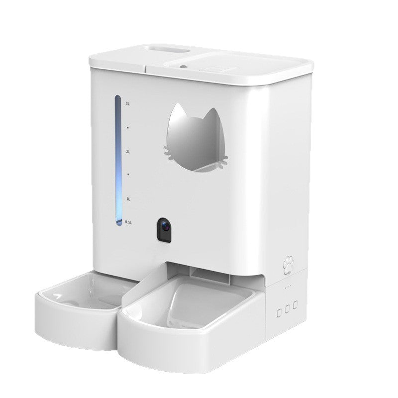 Fully automatic feeding device for cats and dogs with camera remote control feeding and drinking water 2-in-1 pet food dispenser