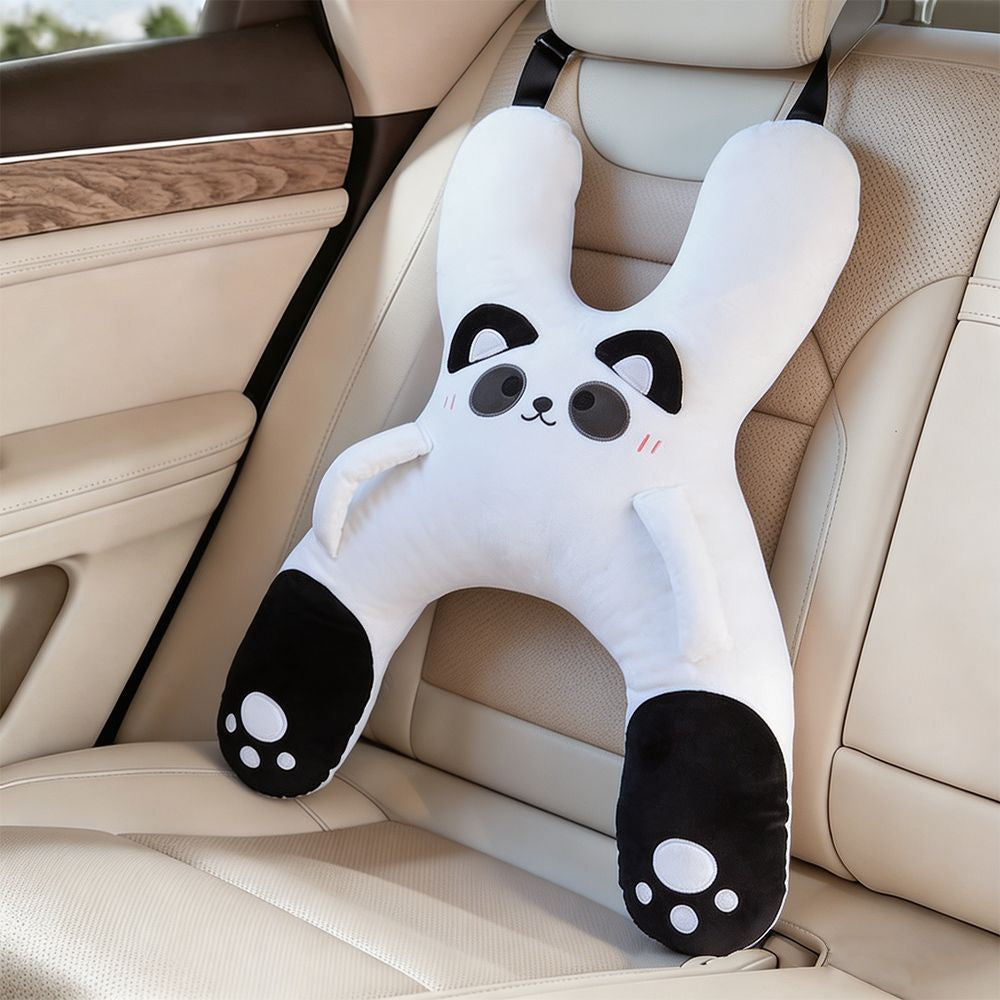 Car Headrest & Lumbar Support Pillow – Cute Cartoon Travel Pillow for Backseat Sleeping (Prevents Neck Chafing)