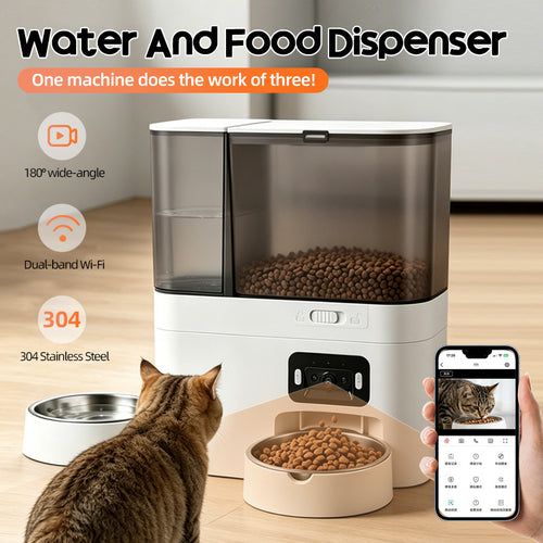 New Smart Pet Feeder and Water Dispenser for Cats with Camera, Large Capacity, Timed and Quantitative Feeding