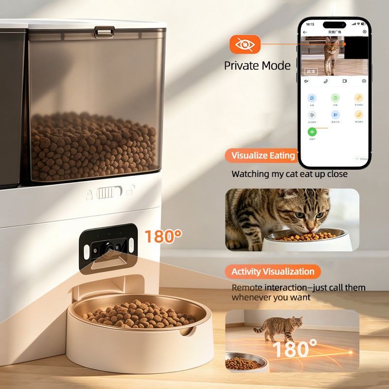 New Smart Pet Feeder and Water Dispenser for Cats with Camera, Large Capacity, Timed and Quantitative Feeding