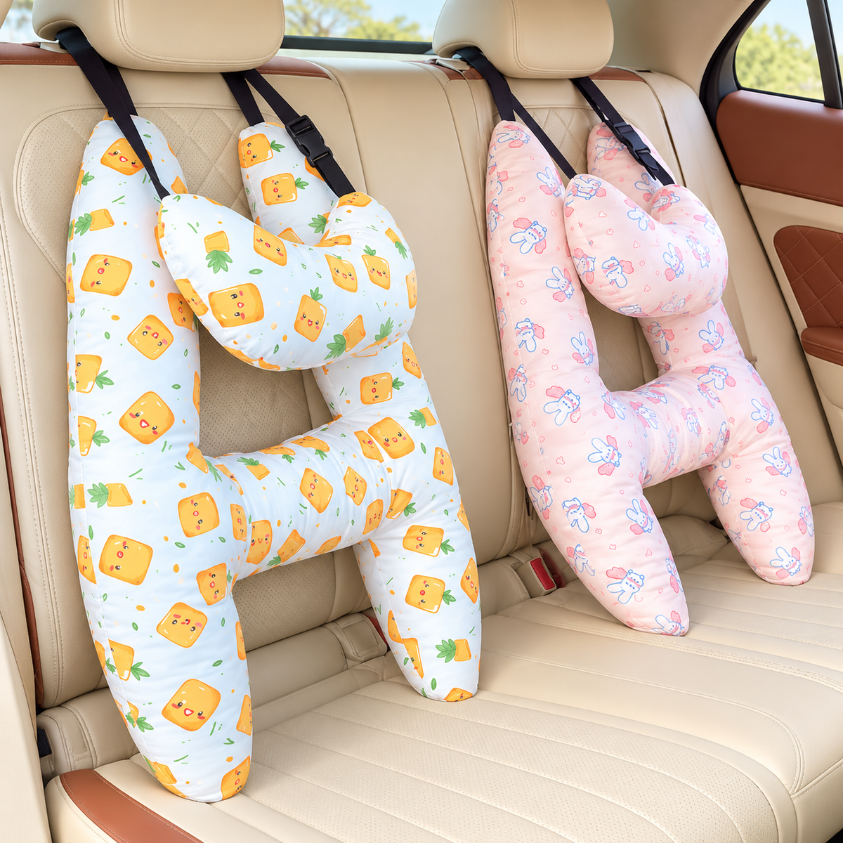 Car Safety Pillow / Rear-Seat Sleeping Cushion & Shoulder Pad (Prevents Neck Chafing)