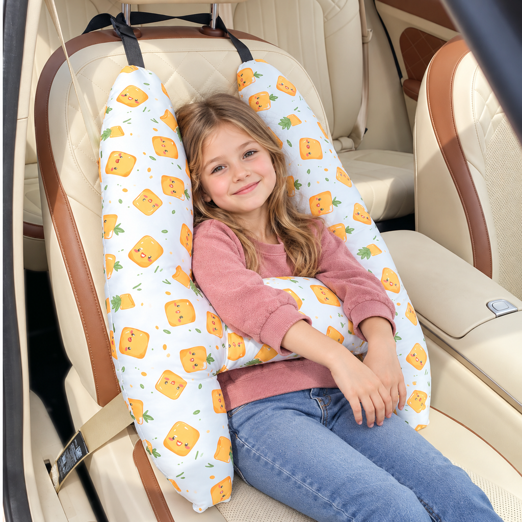Car Safety Pillow / Rear-Seat Sleeping Cushion & Shoulder Pad (Prevents Neck Chafing)