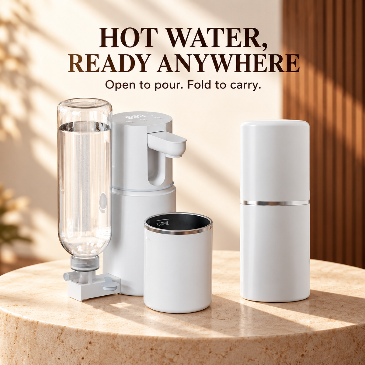 Portable Instant-Heating Water Dispenser – Compact Mini Water Heater for Travel and Home Use with Adjustable Temperature