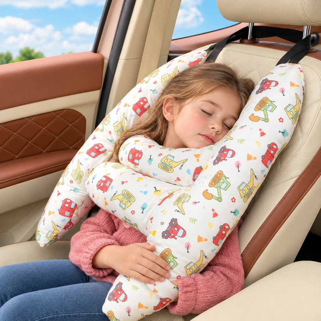 Car Safety Pillow / Rear-Seat Sleeping Cushion & Shoulder Pad (Prevents Neck Chafing)