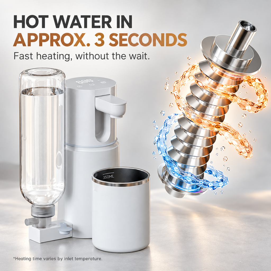 Portable Instant-Heating Water Dispenser – Compact Mini Water Heater for Travel and Home Use with Adjustable Temperature