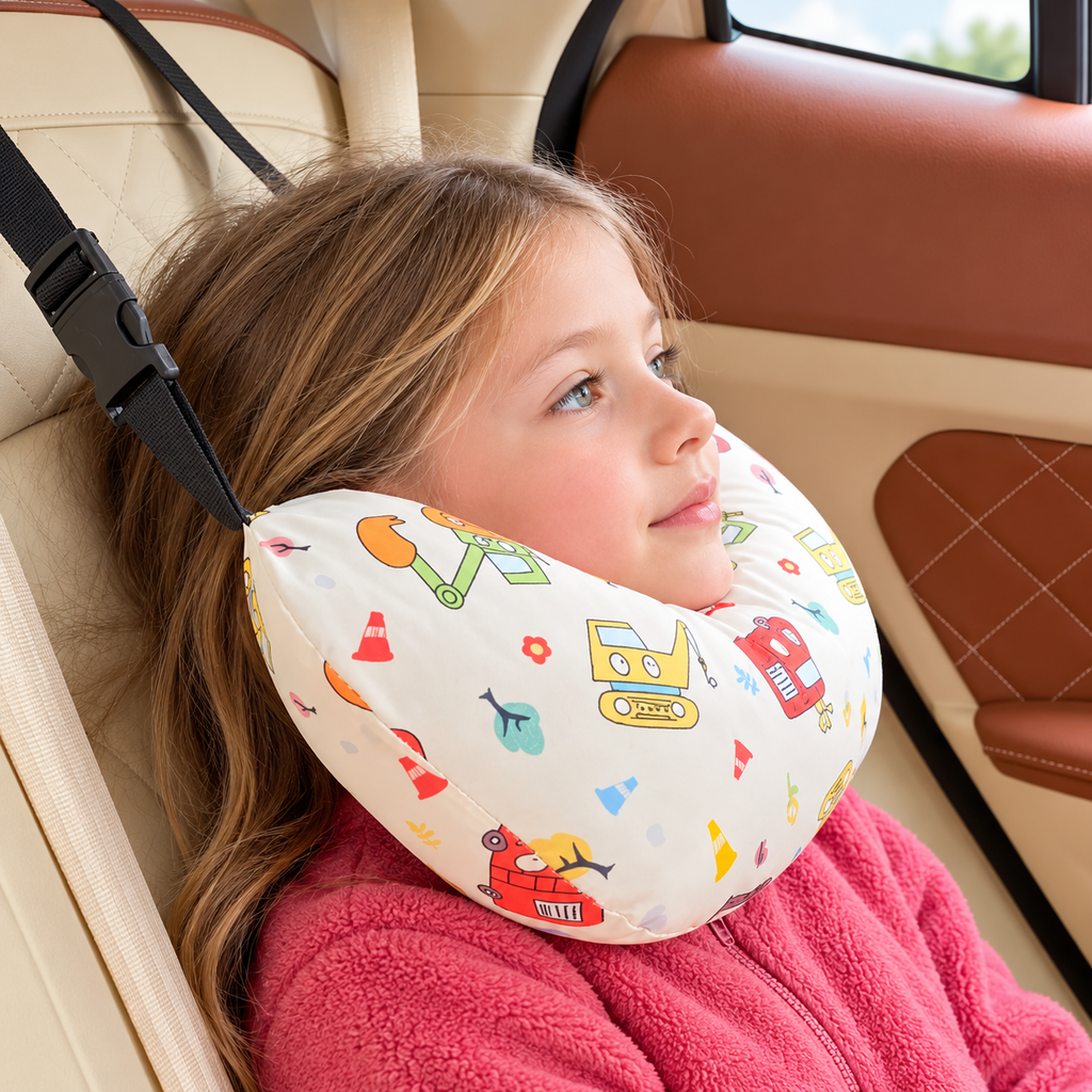 Car Safety Pillow / Rear-Seat Sleeping Cushion & Shoulder Pad (Prevents Neck Chafing)